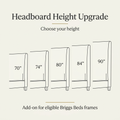 Illustrated headboard height upgrade options for Briggs Beds